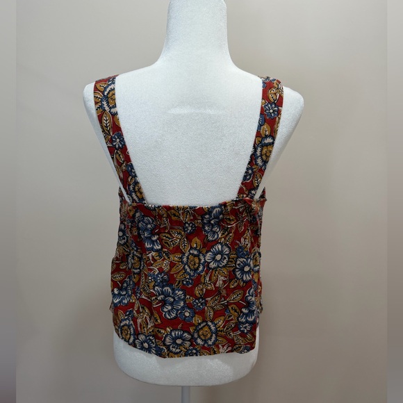 Faherty Red Desert Bloom Floral Pacifica Linen Tank Top Sz. M - Picture 5 of 6